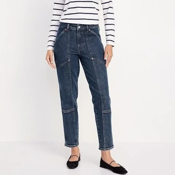 NWT Old Navy High-Waisted OG Straight Utility Jeans Blue Denim Plus Size 16 - Picture 12 of 12